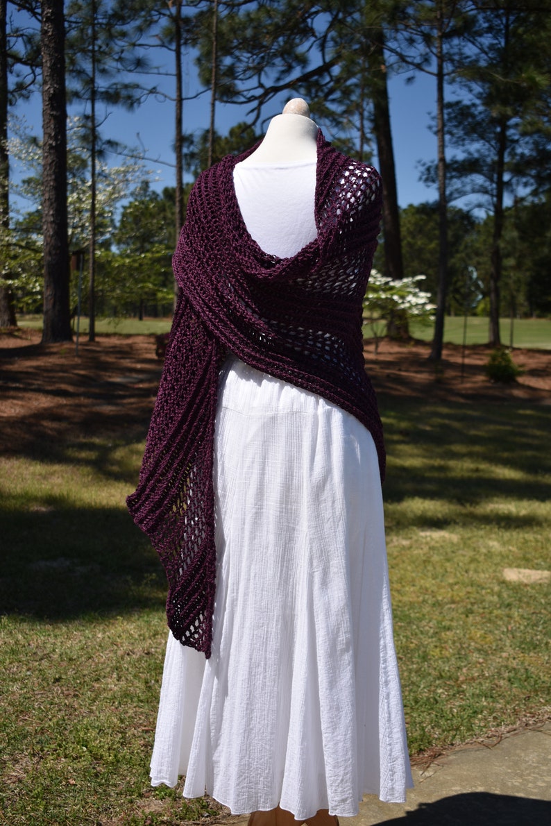 MADE TO ORDER Crochet Dragon Wing Shawl, Asymetrical Shawl, Triangle Shawl, Large Scarf, Knit Shawl, Knit Scarf, Knit Wrap, Wrap Skirt, Sari image 6