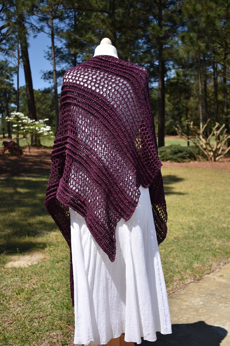 MADE TO ORDER Crochet Dragon Wing Shawl, Asymetrical Shawl, Triangle Shawl, Large Scarf, Knit Shawl, Knit Scarf, Knit Wrap, Wrap Skirt, Sari image 5