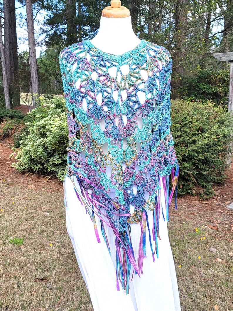 MADE TO ORDER with Fringe Crochet Poncho Crochet Shawl Etsy