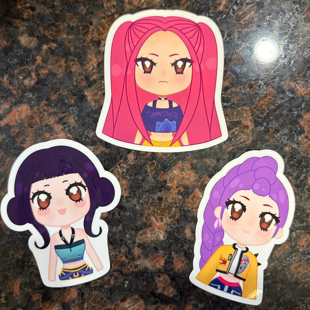 Huntrix Rumi, Mira and Zoey Chibi Waterproof Vinyl Glossy Stickers - Etsy
