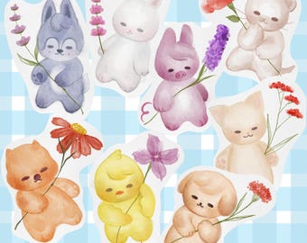 Stray Kids Skzoo Watercolor Floral Vinyl Stickers