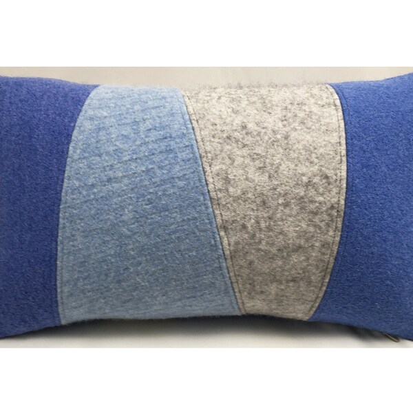 Winter Blues Felted Merino Wool Pillow | 100% Up-Cycled Sustainably Made | 12x21 TAKE2 Pillow Cover | Winter Blues & Greys