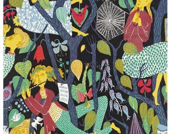 Stig Lindberg Designer Sweden | TAKE2Pillow® | Melodi Black + Herbarium Blue Satin