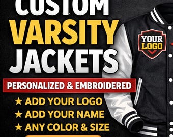 Custom Embroidered Varsity Jacket: Personalized Letterman Bomber for Men Women