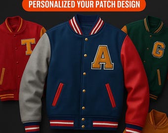 Custom Letterman Varsity Jacket: Personalized Patch Design, Free Delivery