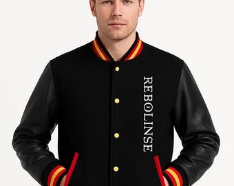 Custom Varsity Jacket: Embroidered Wool & Leather Letterman Style