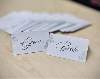 Elegant Wedding Table Place Cards - Personalised Name Cards for Weddings, Parties & Special Events