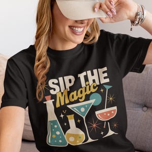 Retro Witchy T-Shirt: Mid-Century Cocktail Lounge Graphic Tee