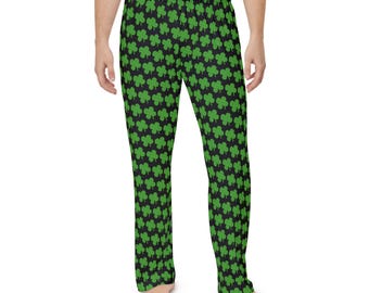 Pantalones de pijama de trébol para hombre / Ropa de dormir ligera para el Día de San Patricio