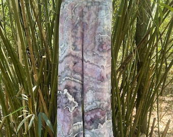 Pantalones de talle alto y pierna ancha reciclados Mystic Twilight, talla L (teñido Geode Ice).