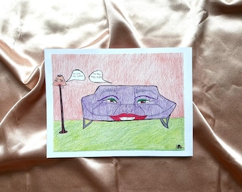 Wohnzimmer Convo - Original Illustration von APB- Buntstift-Kunst