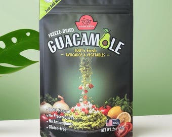 Guacamole liofilizado / Dip de aguacate de larga duración / Snack para senderismo y camping