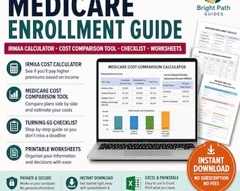 Medicare Enrollment Guide 2026 | IRMAA Calculator + Cost Comparison Tool | Turning 65 Checklist & Planner