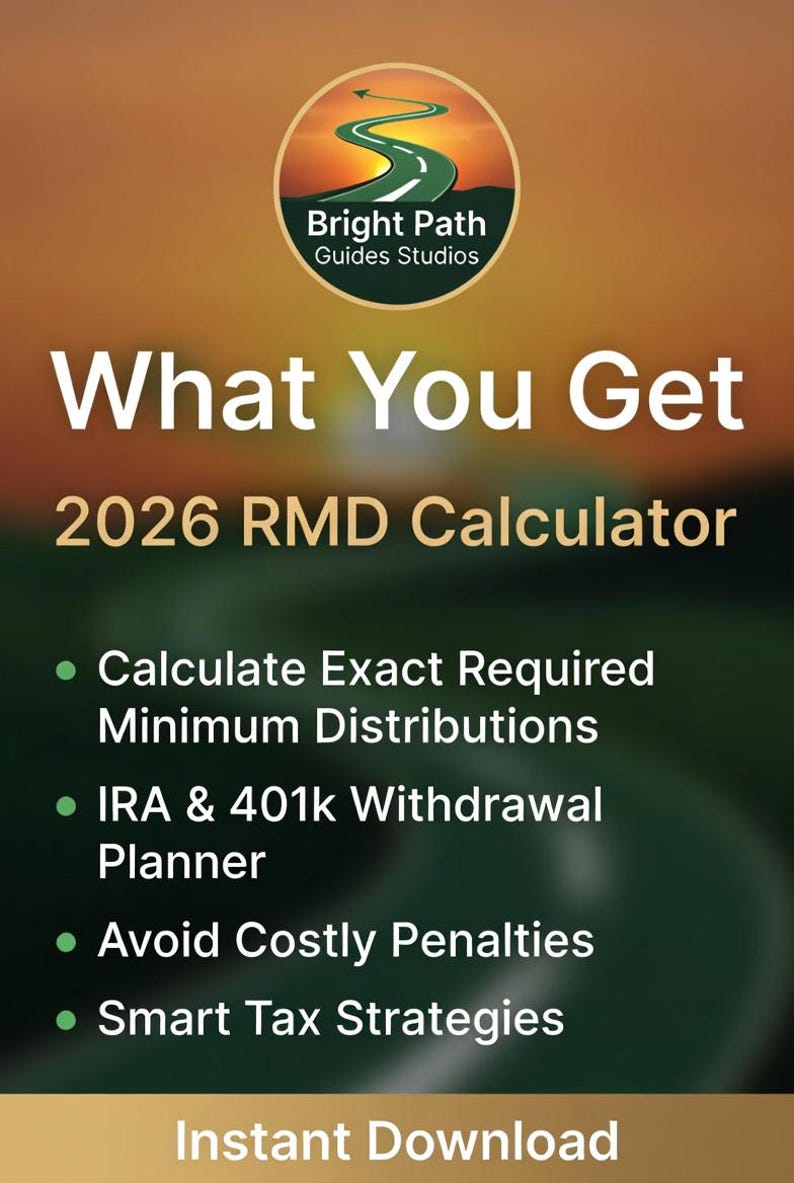 RMD Calculator 2026 | IRA & 401k Withdrawal Spreadsheet | Required ...