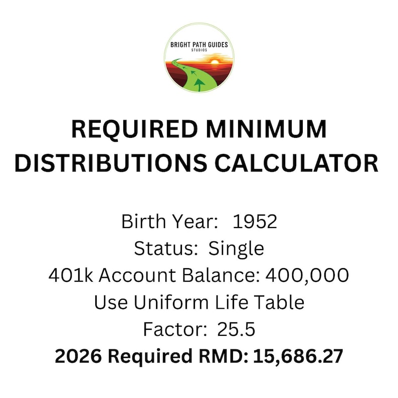 RMD Calculator 2026 | IRA & 401k Withdrawal Spreadsheet | Required ...