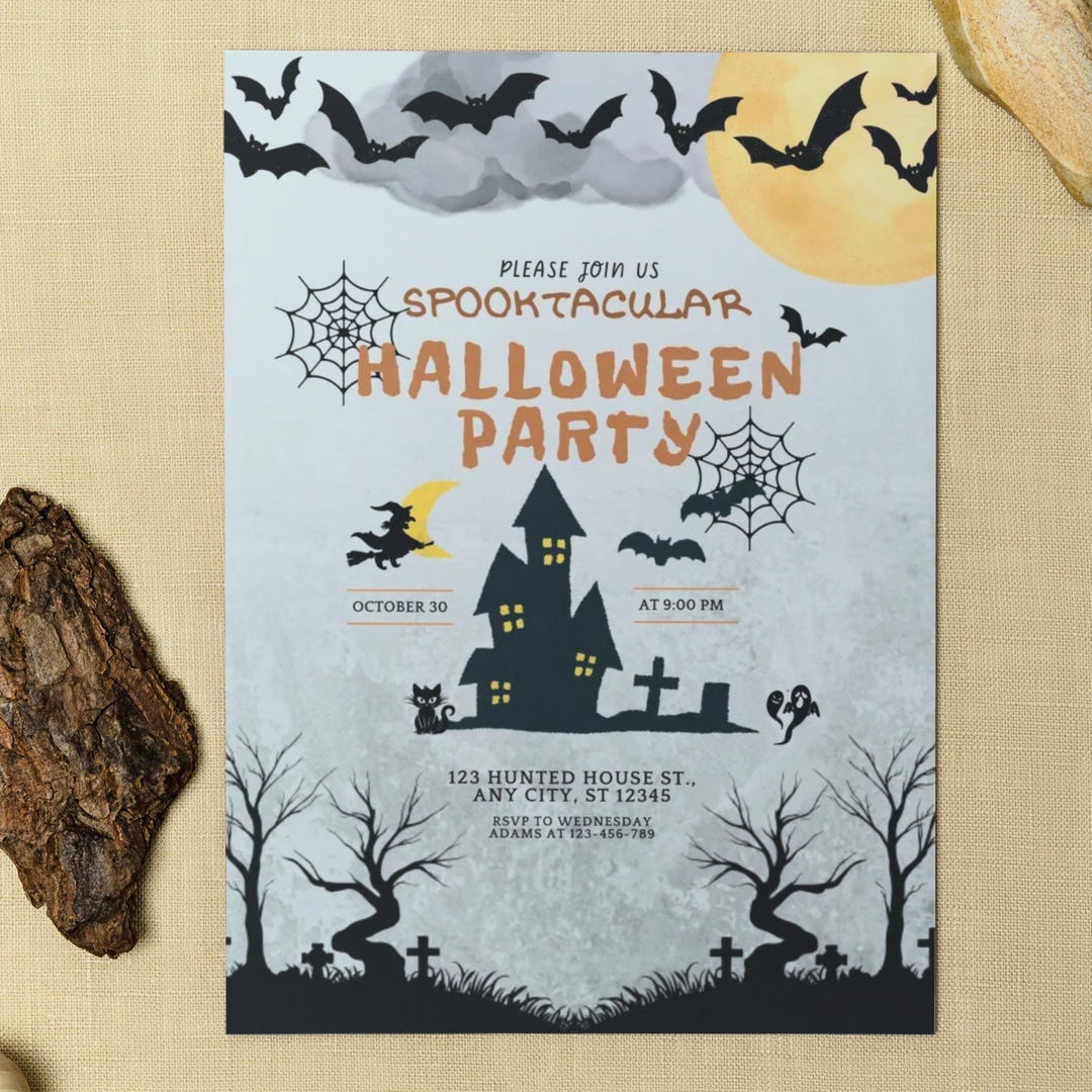 Spooky Halloween Party Invitation: Editable Canva Template (digital ...