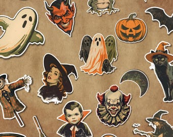 Retro Halloween Clipart Bundle: Spooky PNG Graphics (Digital File)