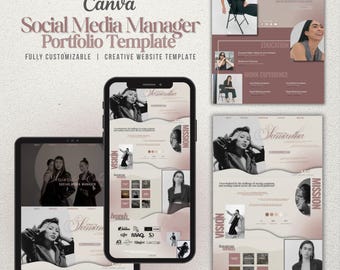 Websitesjabloon portfolio socialmediamanager: Canva (digitale download)