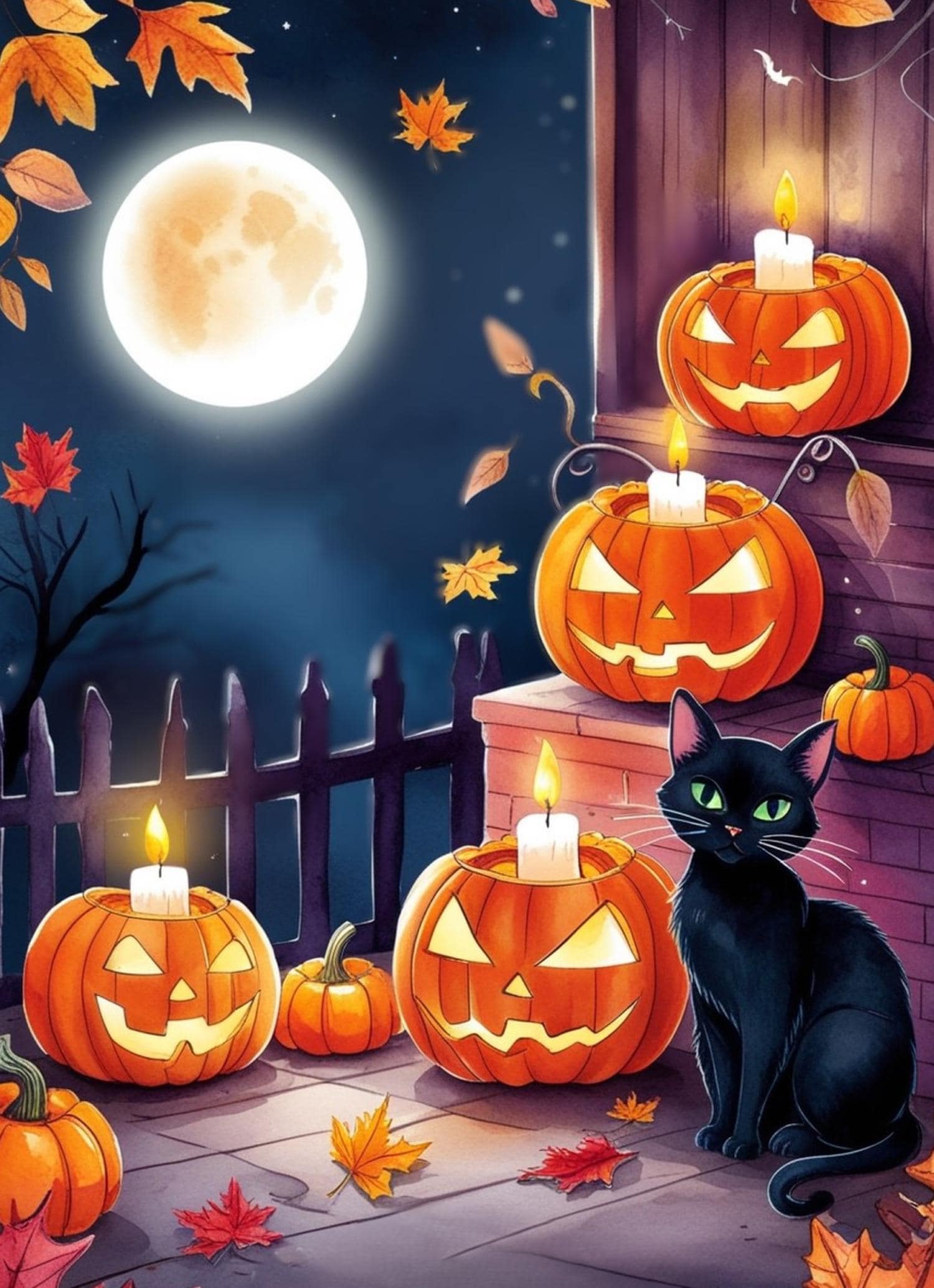 Halloween Black Cat Pumpkin Printable Card DIGITAL DOWNLOAD - Etsy