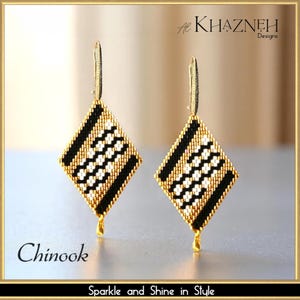 Oorbelpatroon met steensteek kralen, CHINOOK, Al Khazneh-ontwerp, pdf-download