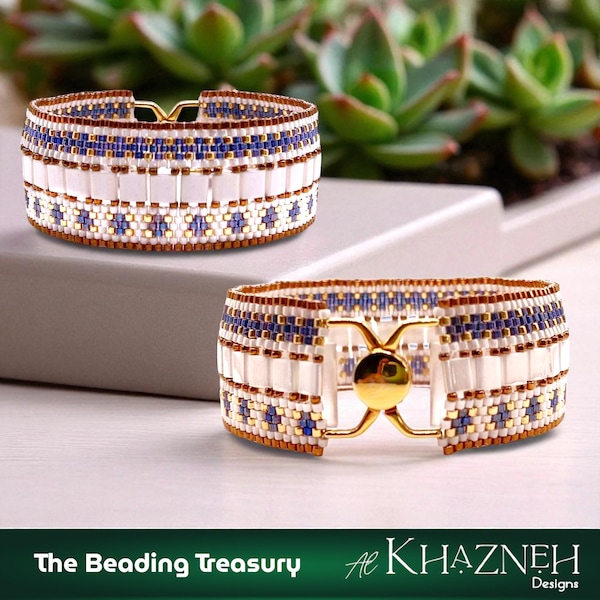 Peyote Stitch Beaded Bracelet Pattern, BRINLEY, Al Khazneh design, PDF Download