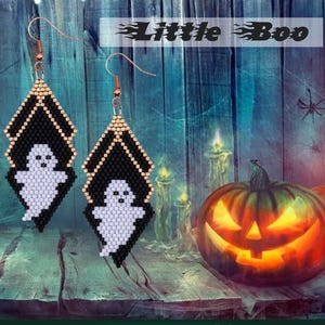 Brick Stitch Beaded Earring Pattern, LITTLE BOO, Al Khazneh design, PDF Download
