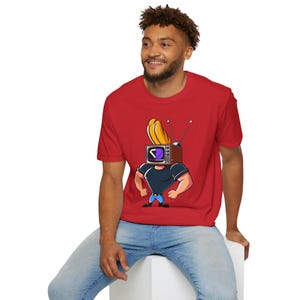 Johnny Bravo Retro TV Head Unisex T-Shirt, Cartoon Network Tee, Vintage Graphic Shirt, Hipster TV Show Top, 90s Cartoon Apparel