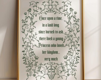 Throne of Glass Art Print, Once Upon a Time TOG Quote, TOG Art Print, Aelin Galathynius Fan, Book Quote Poster, Book Wall Art, Printable