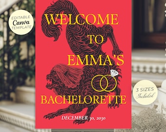 ACOTAR Bachelorette Sign, Editable Welcome Sign, Printable Party Welcome Sign, Fantasy Bachelorette Party Sign, Instant Download