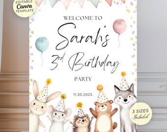 Party Animal Welcome Sign, Editable Kids Birthday Party Sign, Calling All Party Animals, Printable Animal Birthday Sign, Digital Download