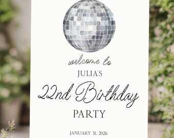 Disco Party Welcome Sign, Editable Canva Template, Disco Night Decor, Instant Digital Download, Classy Birthday Celebration Decoration