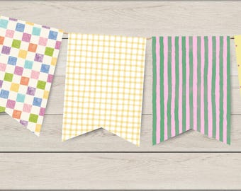 Printable Party Banner, Spring pastel banner, Birthday Banner, easter Party, 10 designs, Printable Banner