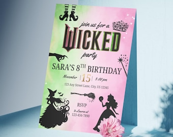 Wicked Birthday Party Invitation, Editable Canva Template, Wicked Birthday Party Invite, Wicked Birthday Invitation, Printable, Digital