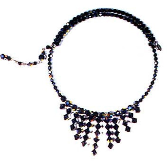 Waterfall Necklace - Black Swarovski Crystals - Etsy