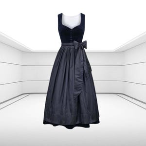 Navy Blue Velvet Dirndl Dress | Traditional German Oktoberfest Dress | Plus Size Options Available