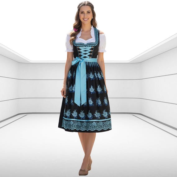 black oktoberfest dress Premium Bavarian Style Black Dirndl Dress M main image 1