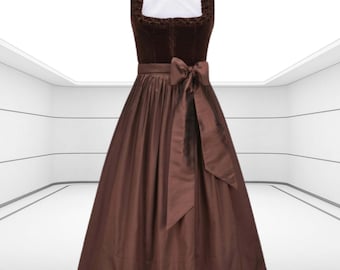 dirndl dress brown Vintage Dirndl Dress Dirndl Top Landhaus Chocolate Brown & Pink Size 36