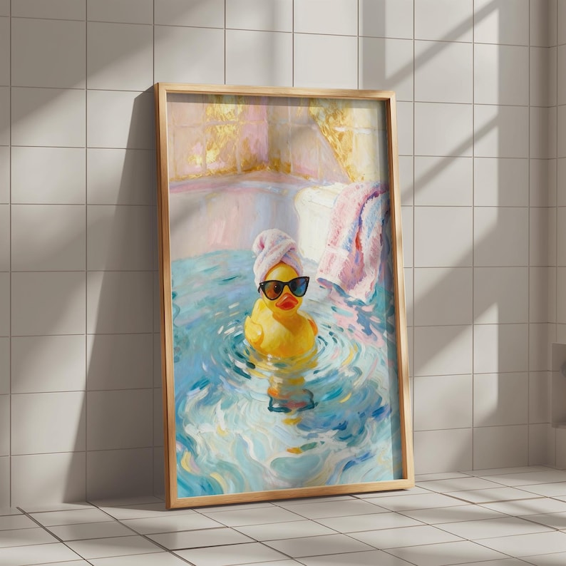 Pastel Spa Rubber Duck Print: Girly Bathroom Decor Wall Art, Printable ...