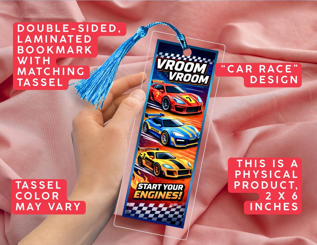 Race Car Bookmark With Tassel, Vroom Vroom Kids, Start Your Engines ...