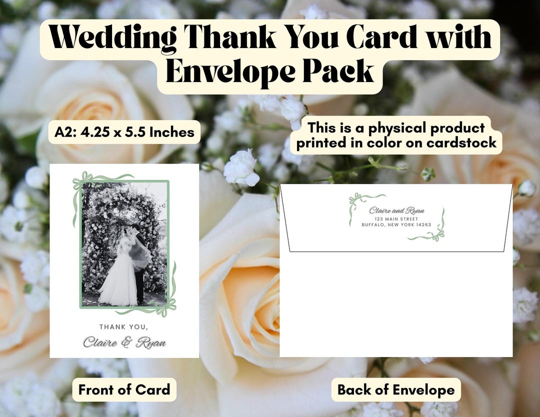 Return Thanks. Message Personalized Wedding Thank You Cards With Black & White Photo, Custom ...