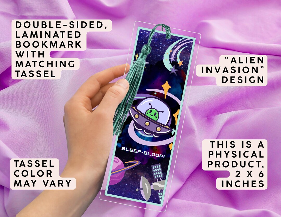 Alien Bookmark With Tassel, Laminated Double Sided Space Lover Gift ...