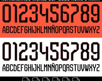 Lettertype WK voetbal 2026 thuisshirt Nederland | Naamset voetbal svg of ai cdr pdf | Digitale download