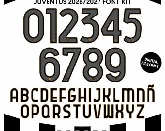 Juventus FC 2026-27 Jersey Font / Soccer Nameset svg otf ai cdr eps pdf / Download digitale