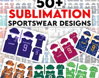 50種類以上のスポーツジャージ昇華プリントデザイン：ベクターテンプレート（すぐにダウンロード可能）