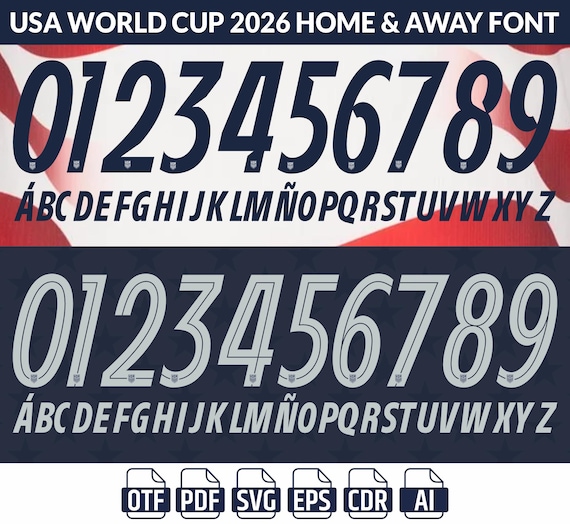 USA 2026 World Cup Soccer Jersey Font | Home Away Nameset svg (Digital Download)