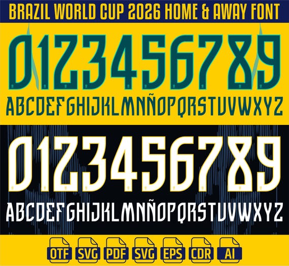 Brazil 2026 World Cup Jersey Font Bundle | Home Away Nameset (Digital Download)