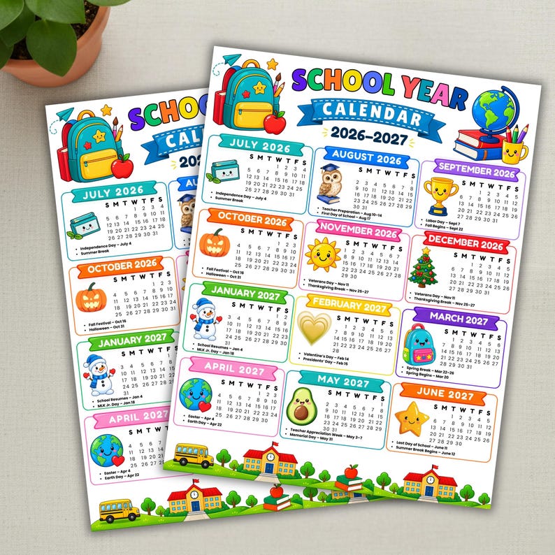 Calendrier Scolaire 2026 2027 Aper u De L ann e En Couleurs 
