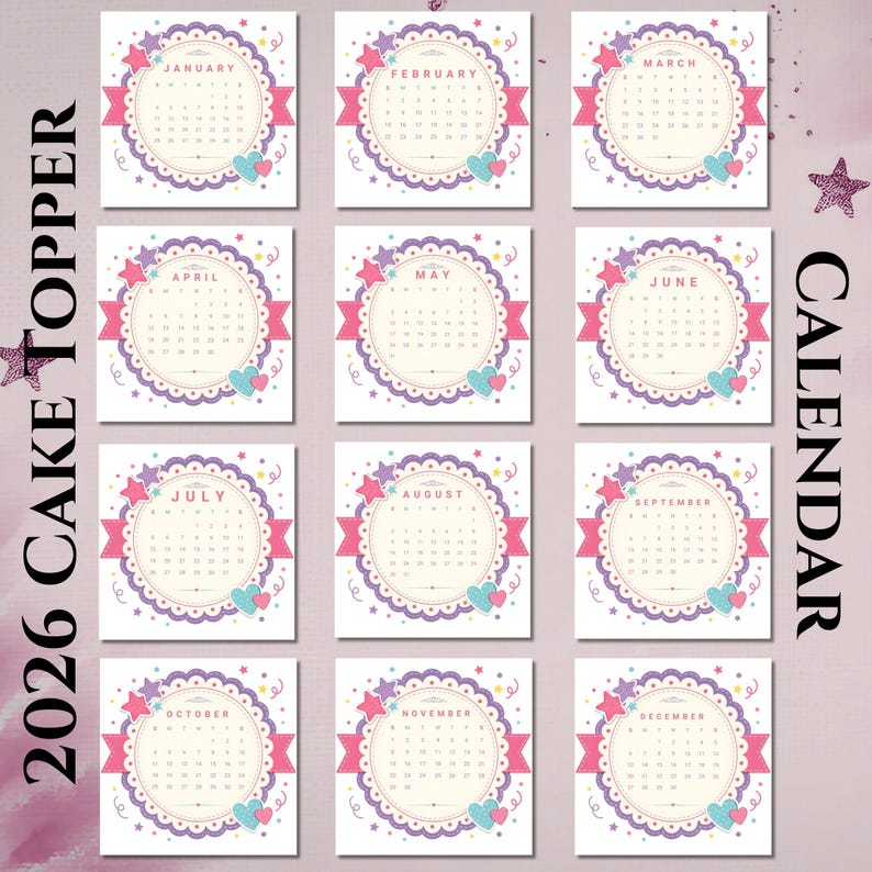 2026 Printable Calendar Canva Template, Cute Editable Monthly Planner ...