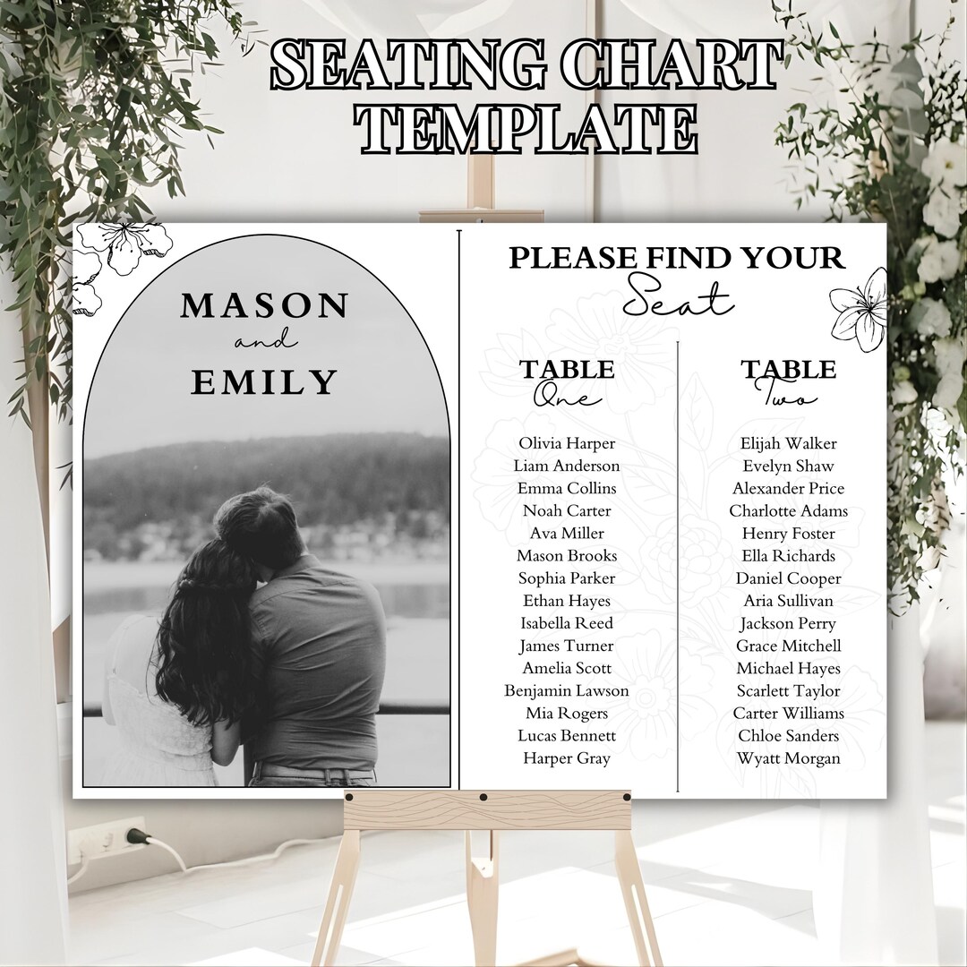 Editable Wedding Photo Seating Chart Template, Personalized Guest ...