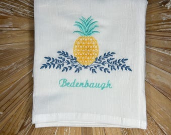 Personalized Embroidered Pineapple Flour Sack Towel – Coastal Kitchen Decor